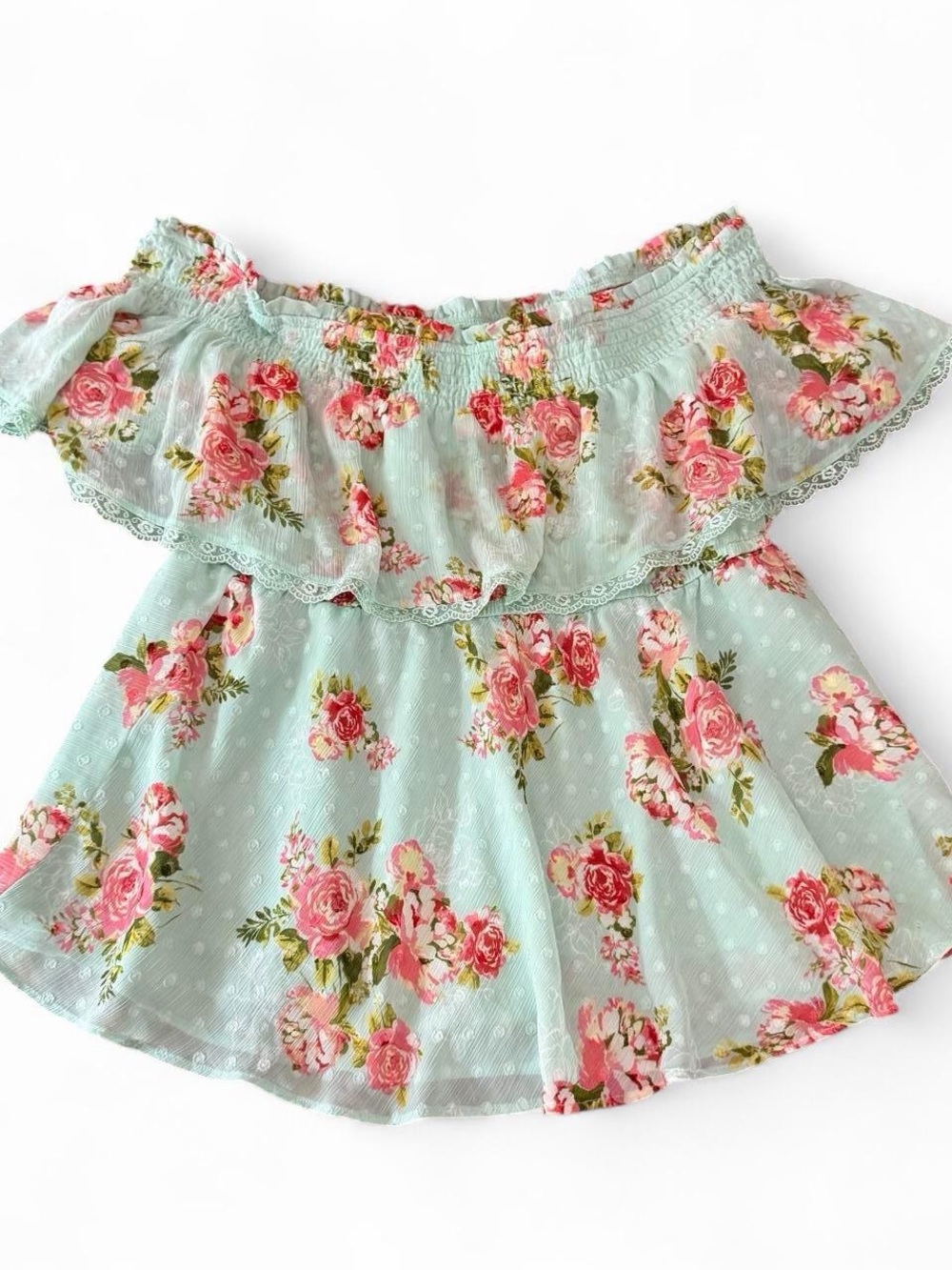 Torrid Floral Off-Shoulder Top in Light Aqua